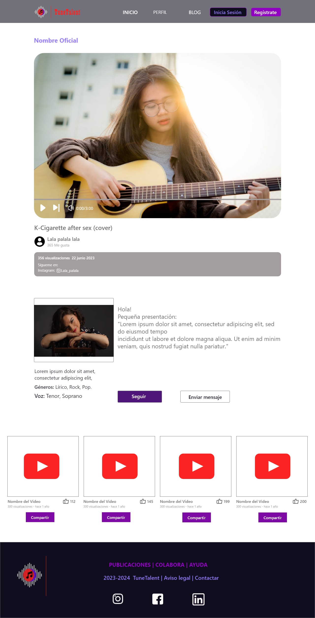 TuneTalent - Video individual